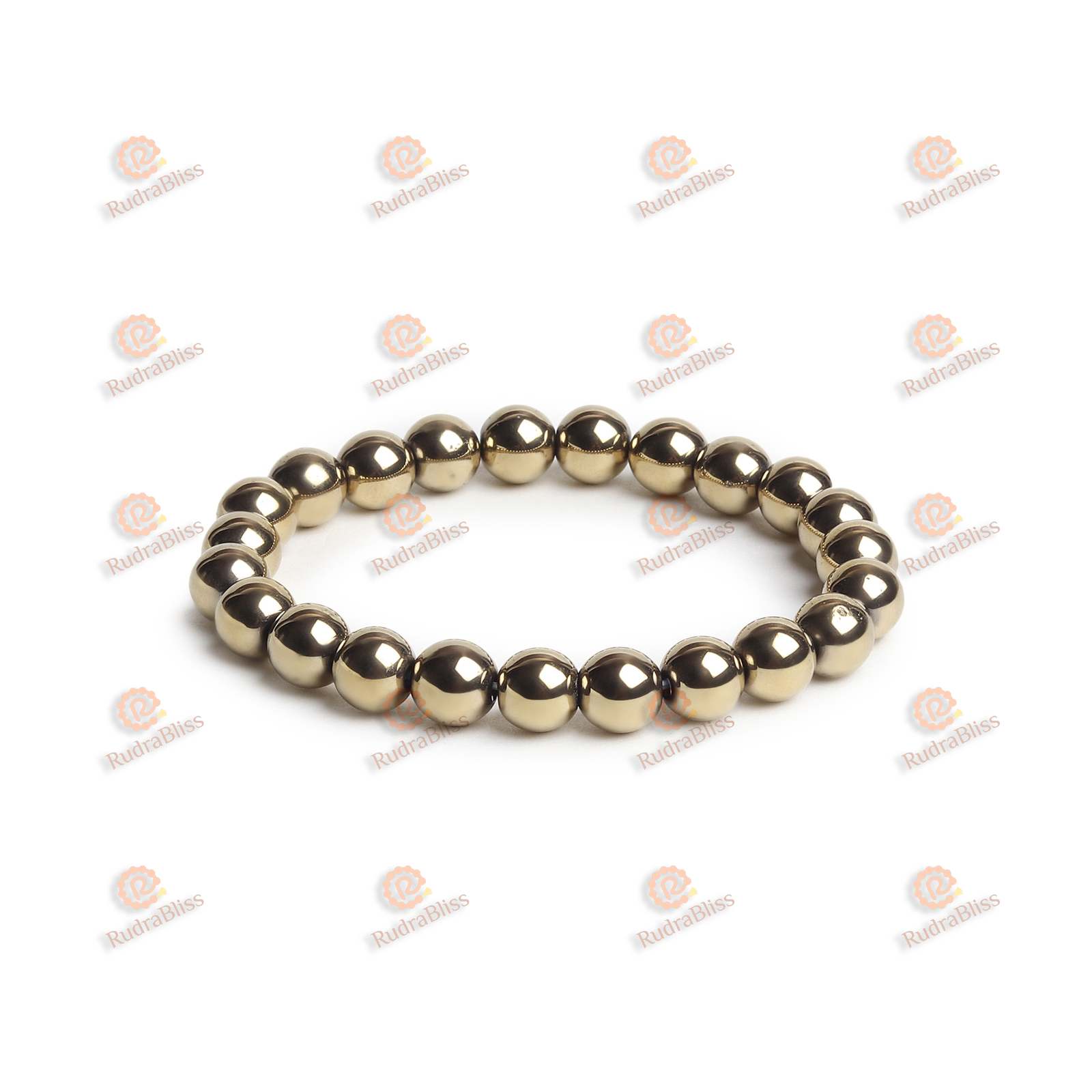Golden Pyrite Stone Bracelet Unisex Elastic Fit Lab Certified