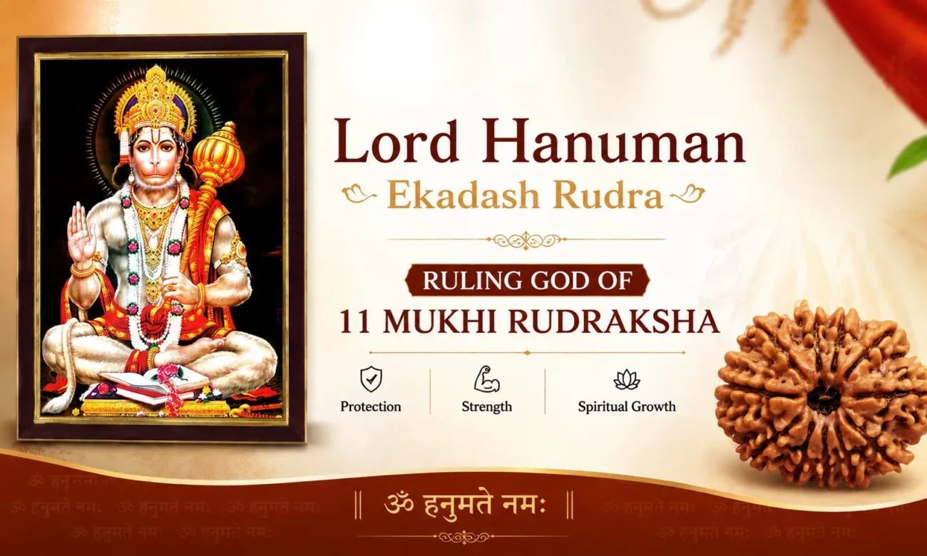 Lord hanuman ekadash rudra 11 mukhi rudraksha banner